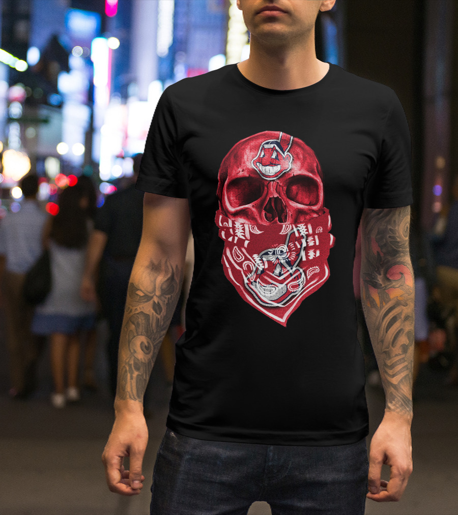 Skull Cleveland Indians Logo Bandana T-Shirt
