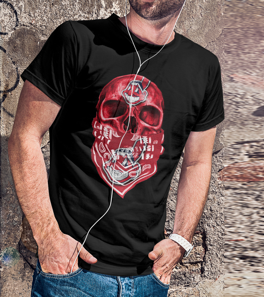 Skull Cleveland Indians Logo Bandana T-Shirt
