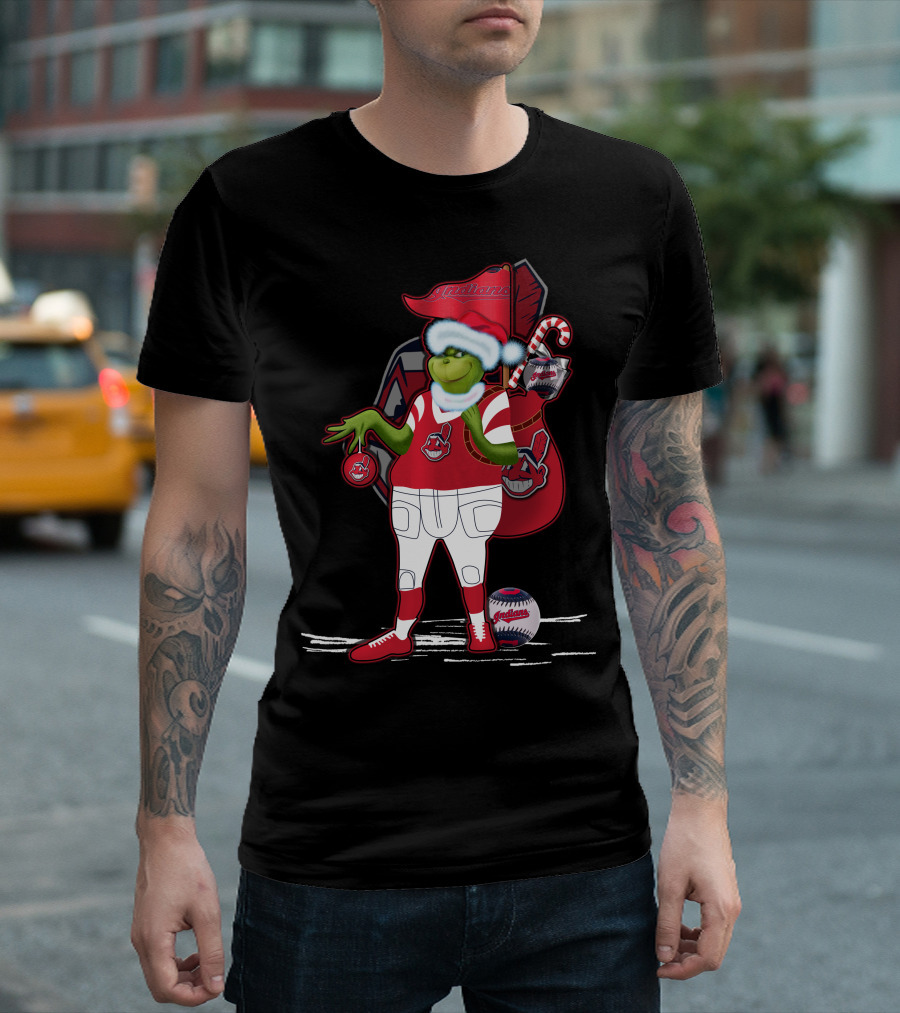 Grinchxmas Cleveland Indians Christmas Baseball Character T-Shirt