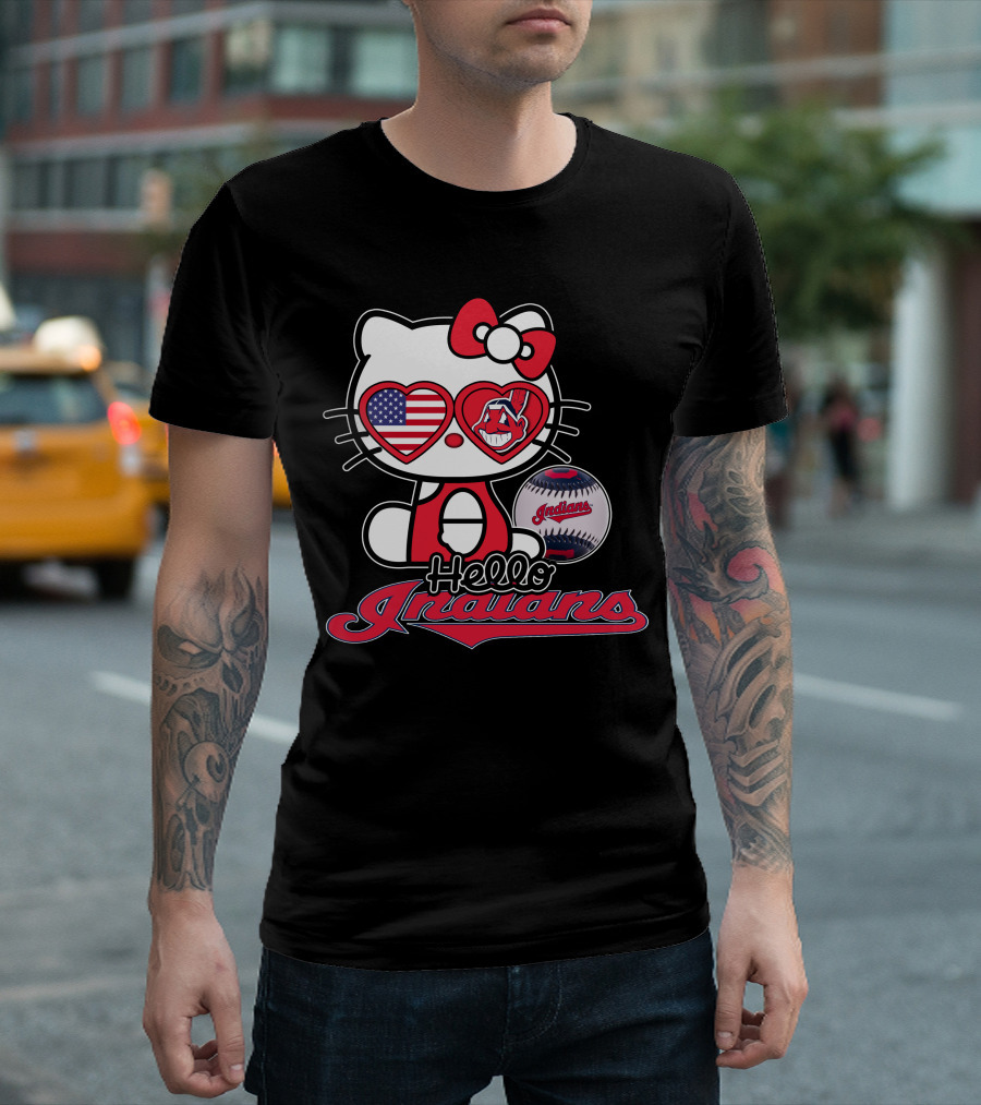 Hello Kitty Indians American Baseball Fan T-Shirt