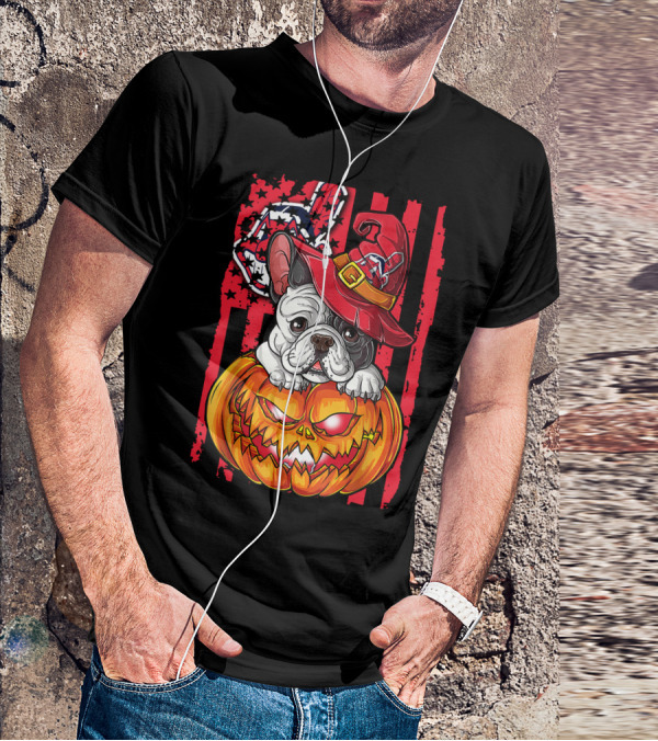 Hlw Bulldog Cleveland Indians Halloween Pumpkin Wizard Hat T-Shirt