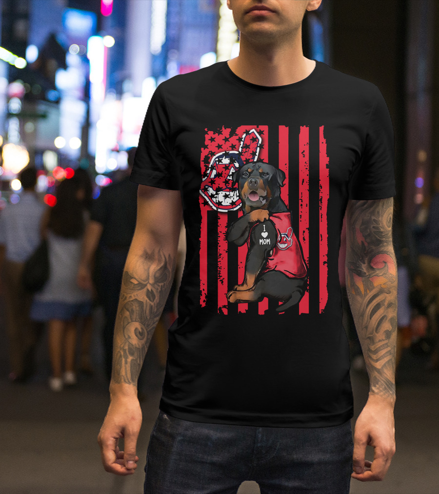 Rottweiler I Love Mom Cleveland Indians T-Shirt