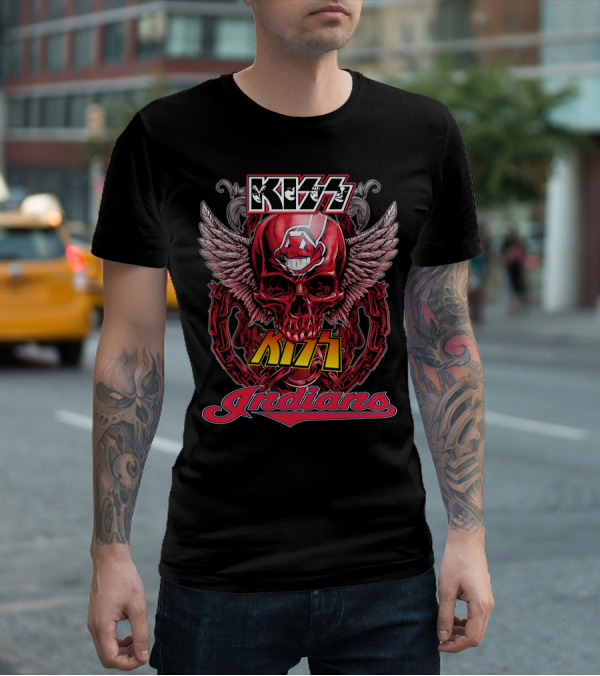 Kiss Indians Winged Skull Chain T-Shirt
