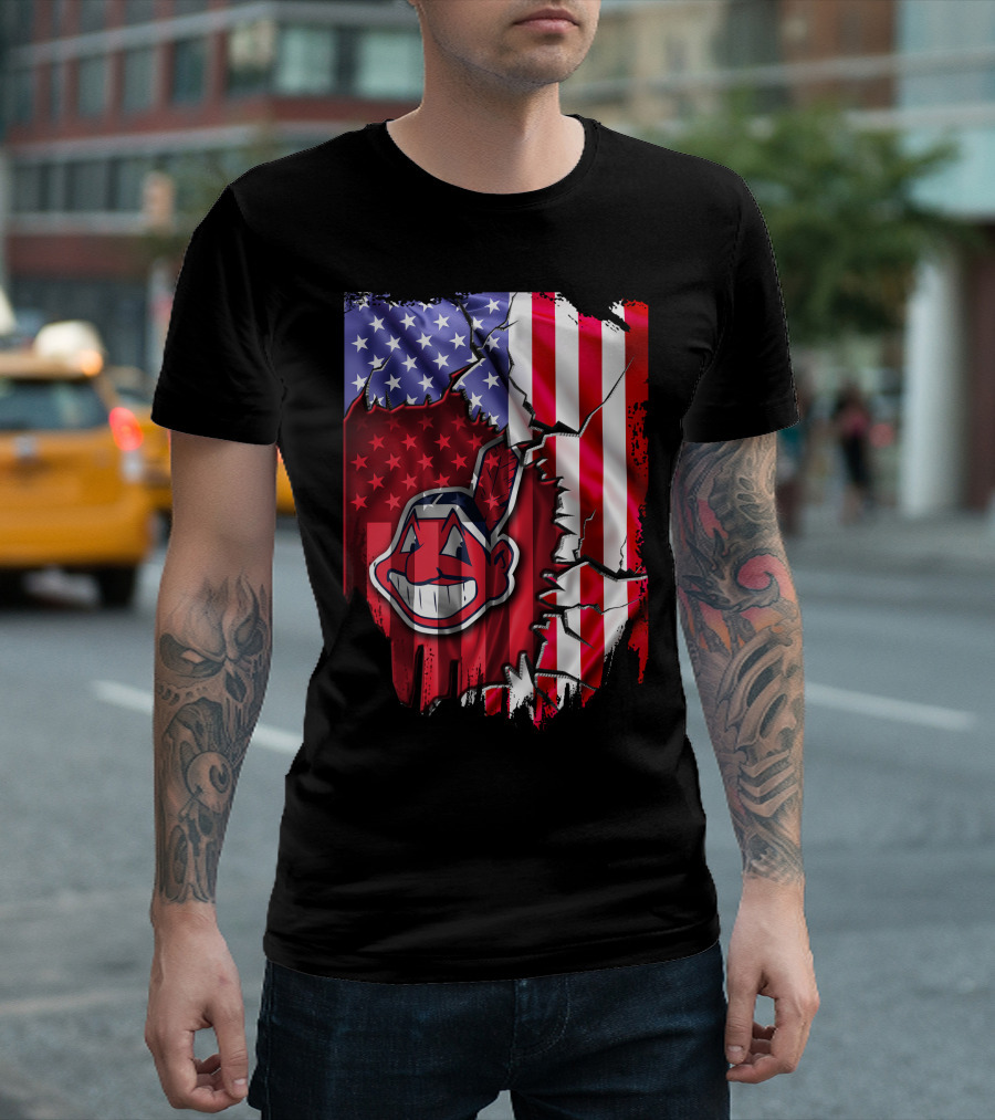 American Flag Cleveland Indians Iconic T-Shirt