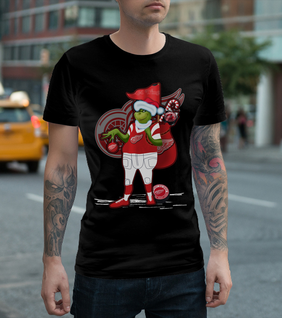 Grinchxmas Red Wings Hockey Holiday Crossover Detroit Wear T-Shirt
