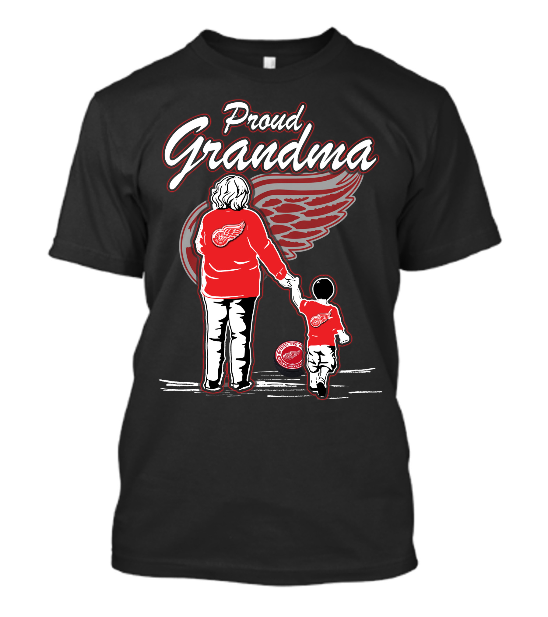 Proud Grandma Detroit Red Wings Family Bonding Winged Wheel Fans T-Shirt