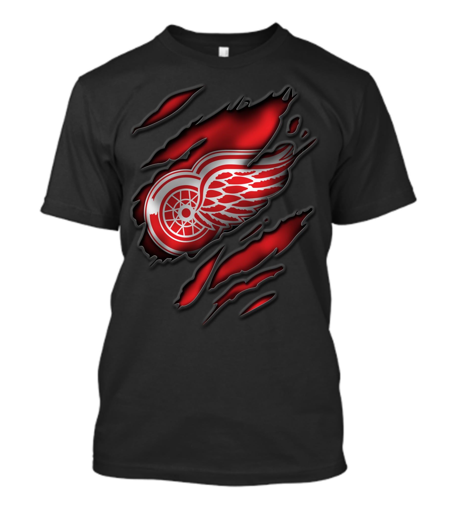 Torn Detroit Red Wings Logo Claw Marks T-Shirt