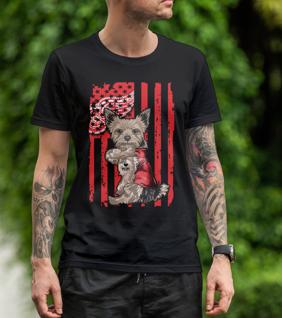 Yorkshire Terrier I Love Mom Detroit Red Wings T-Shirt