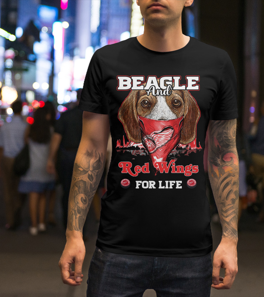 Beagle And Detroit Red Wings For Life T-Shirt