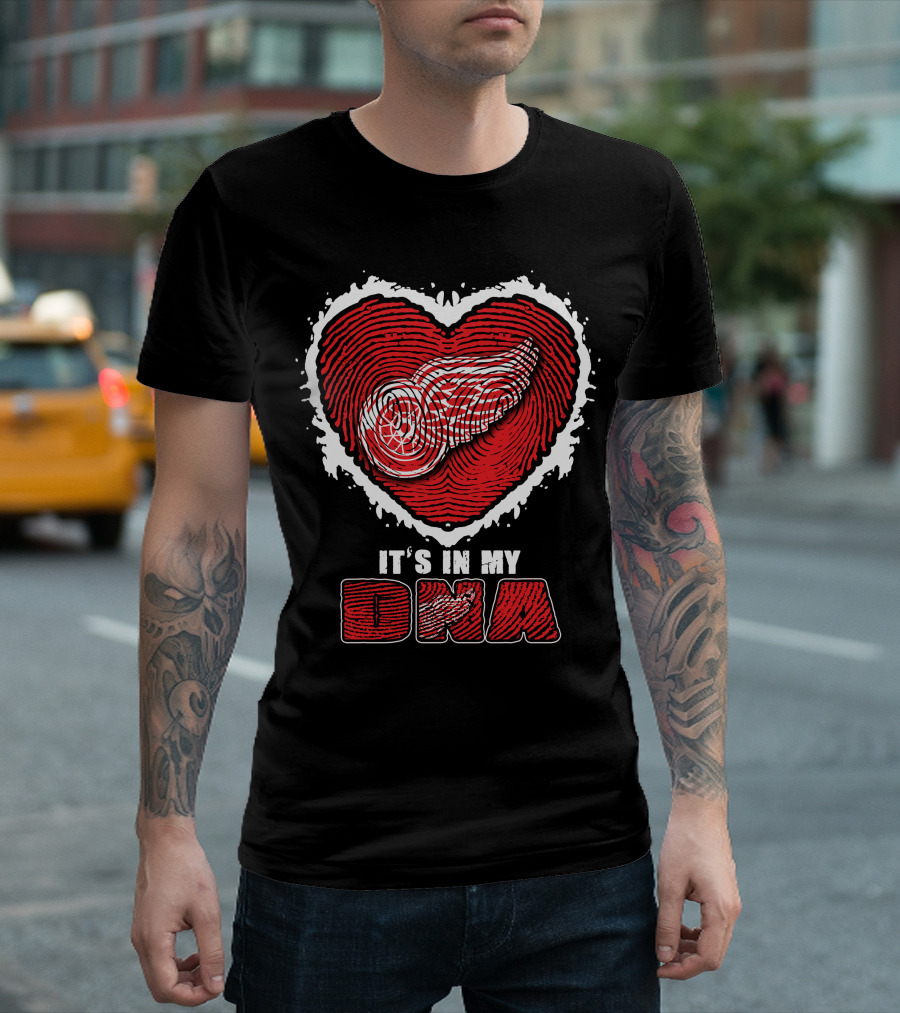 Detroit Red Wings It's in My DNA Heart Fingerprint T-Shirt