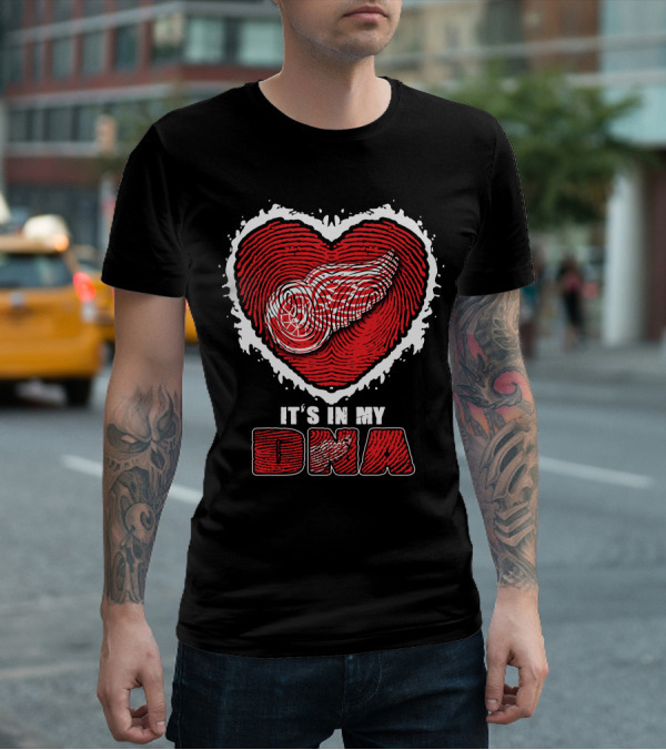 Detroit Red Wings It's In My DNA Heart Fingerprint T-Shirt