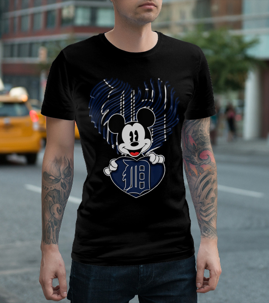 Mick Detroit Tigers Heart Stripe T-Shirt
