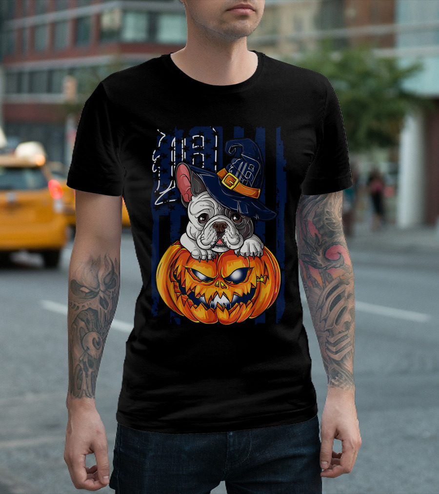 Hlw Bulldog Detroit Tigers Halloween Pumpkin T-Shirt