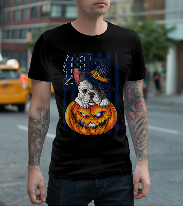 Hlw Bulldog Detroit Tigers Halloween Pumpkin T-Shirt