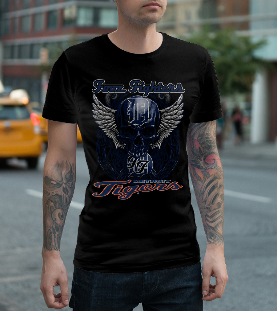 Foo Fighters Detroit Tigers Skull Wings D T-Shirt