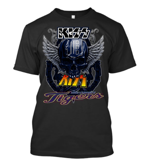 Kiss Detroit Tigers Skull With Wings And Chain T-Shirt