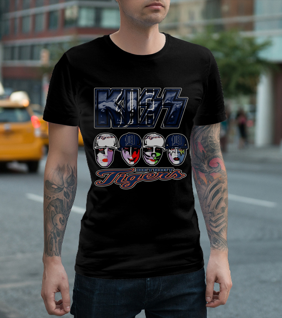Kiss Detroit Tigers Faces Baseball Crossover T-Shirt