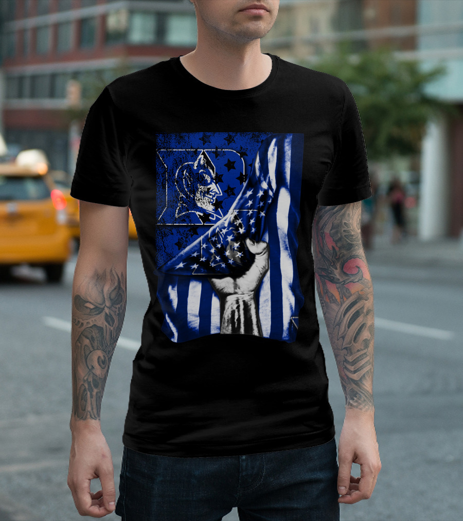 USA Flag with Duke Blue Devils Symbolic T-Shirt