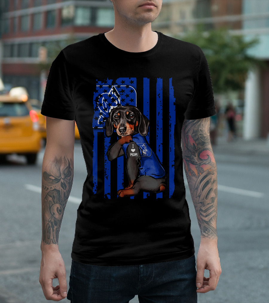Dachshund I Love Mom Duke Blue Devils T-Shirt