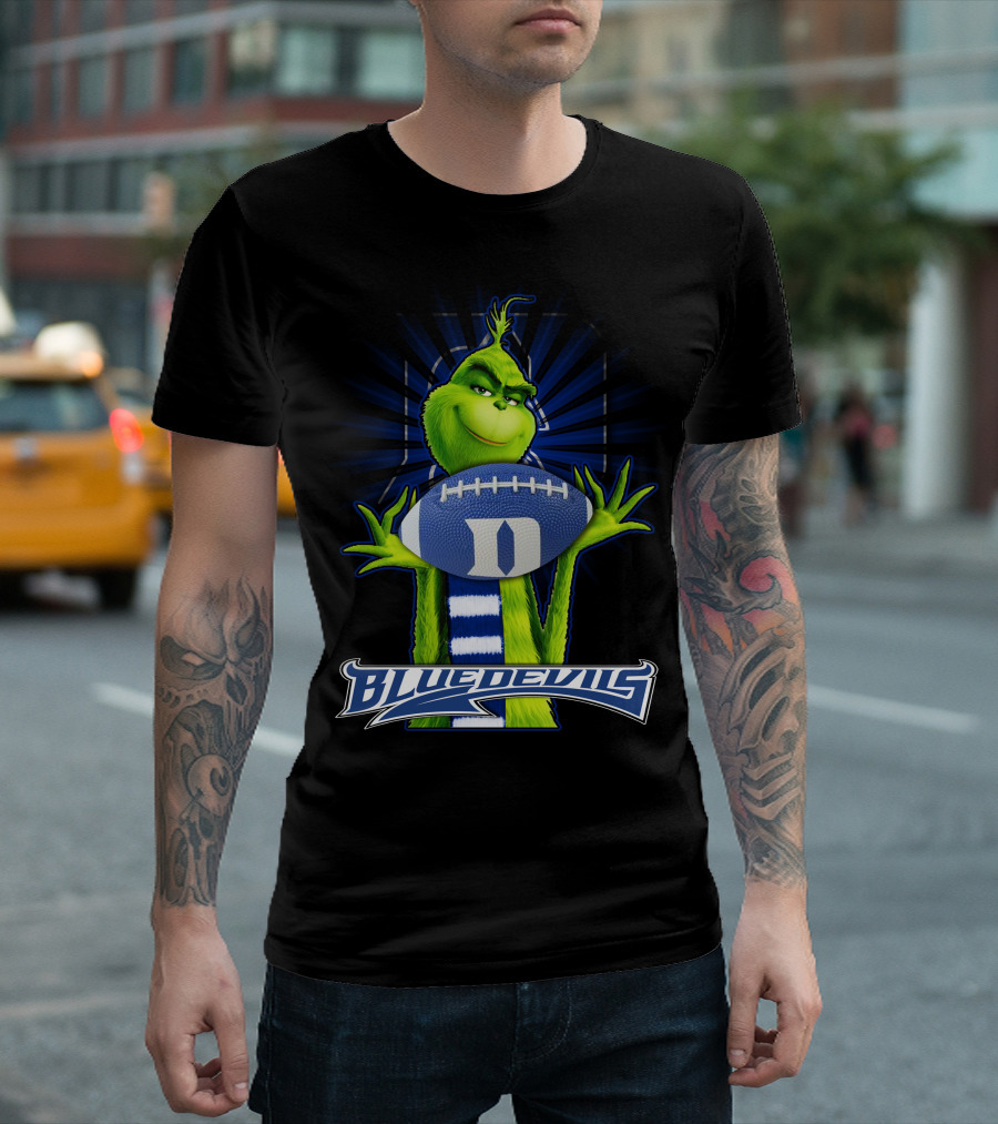 Grinch Holding Duke Blue Devils Football T-Shirt