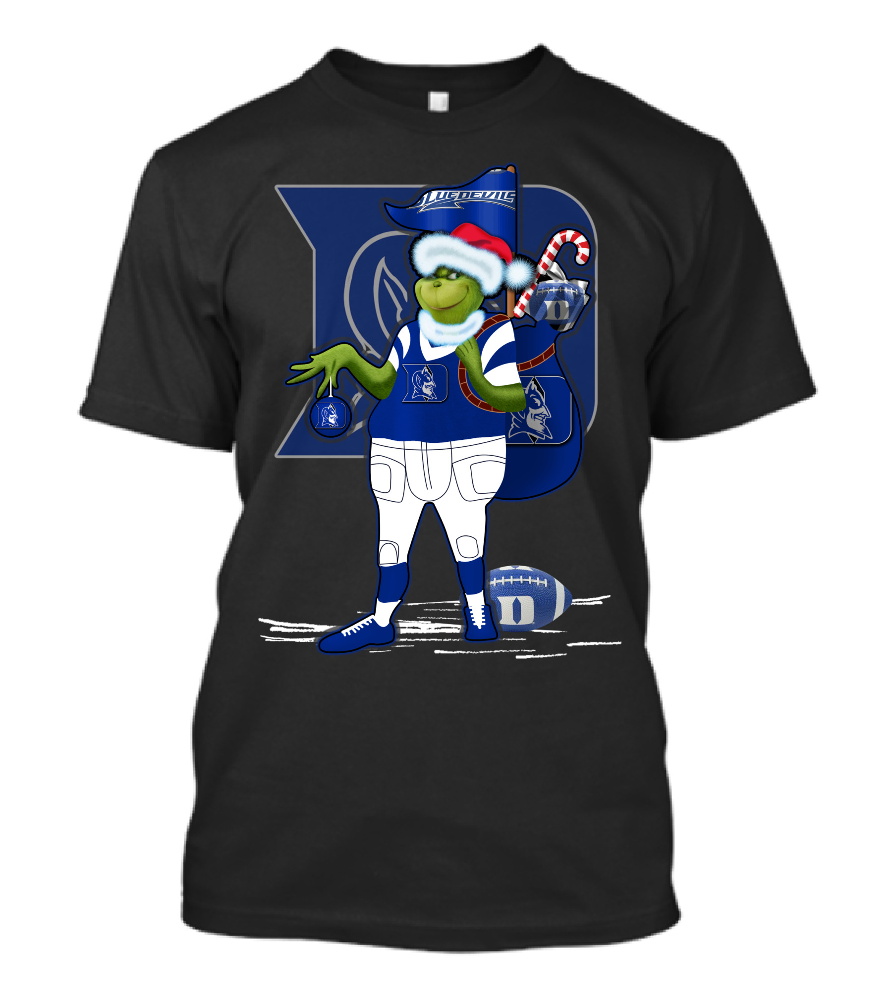 Grinchxmas Duke Blue Devils Football Santa Claus Festive Crossover T-Shirt