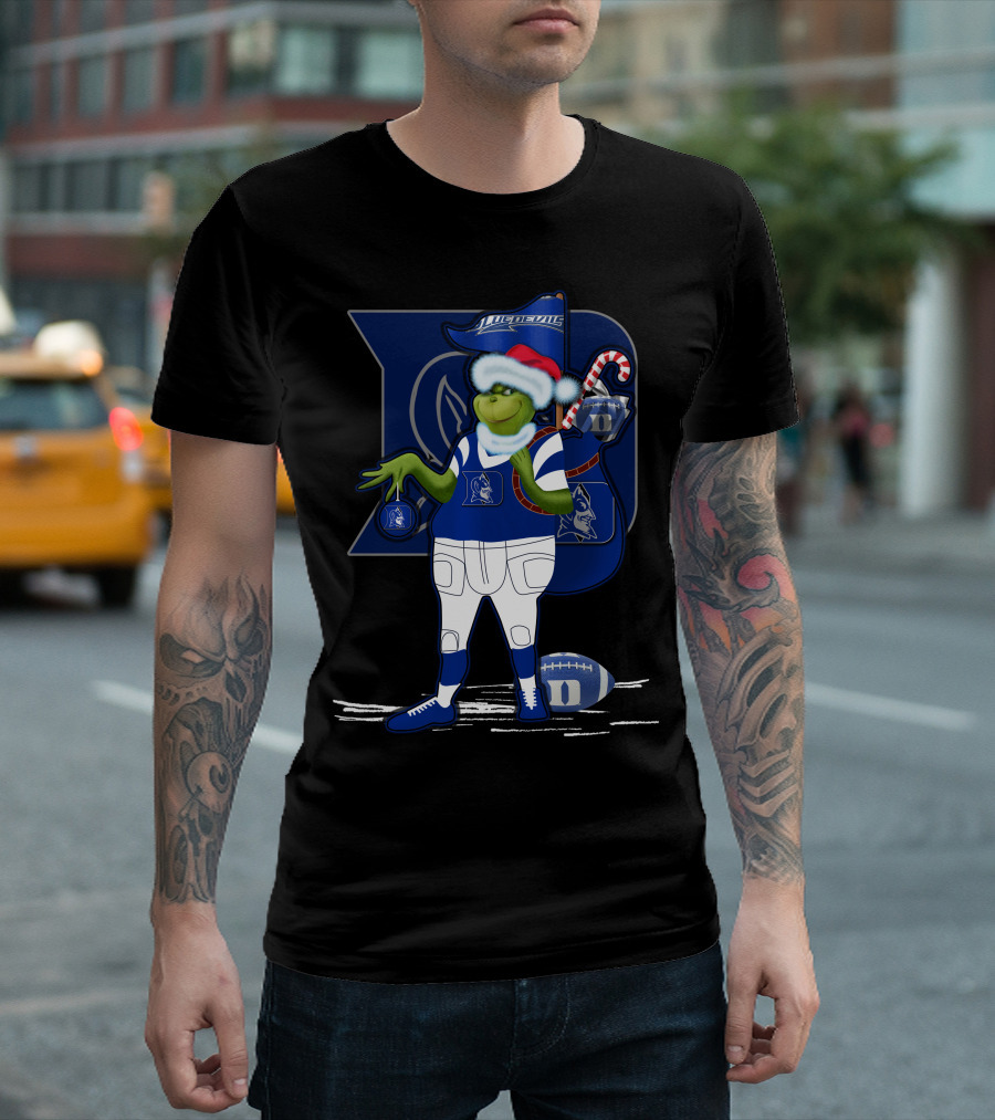 Grinchxmas Duke Blue Devils Football Santa Claus Festive Crossover T-Shirt