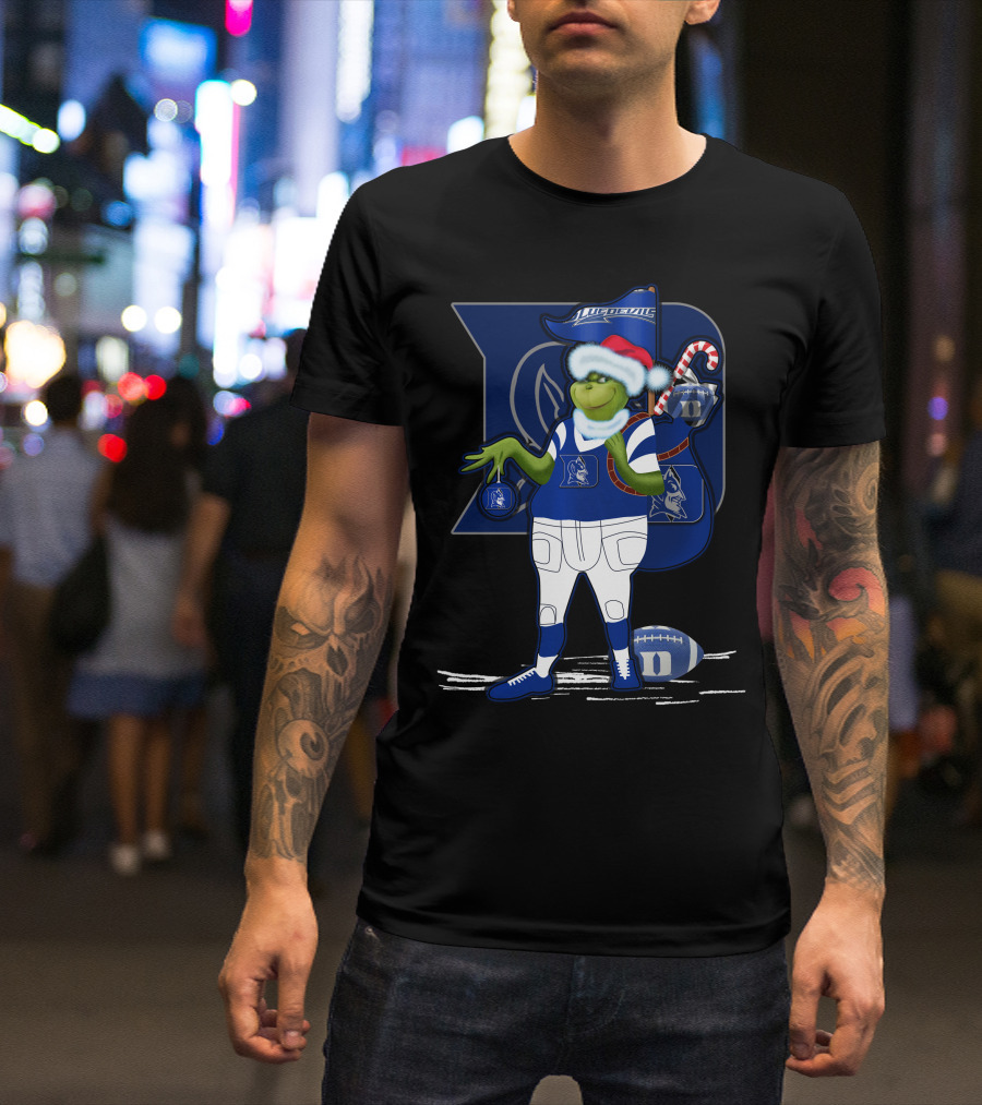 Grinchxmas Duke Blue Devils Football Santa Claus Festive Crossover T-Shirt