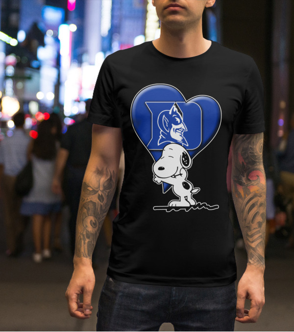 Snoopy Hugging Duke Blue Devils Heart T-Shirt