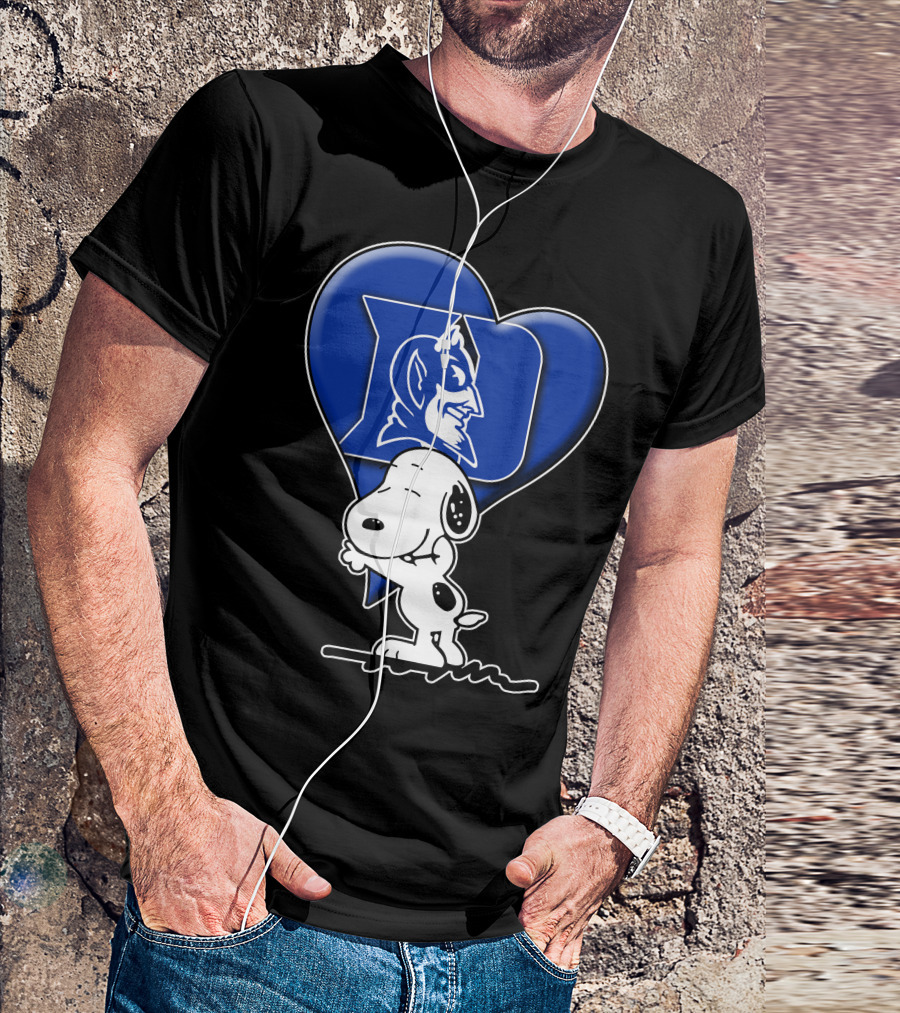Snoopy Hugging Duke Blue Devils Heart T-Shirt