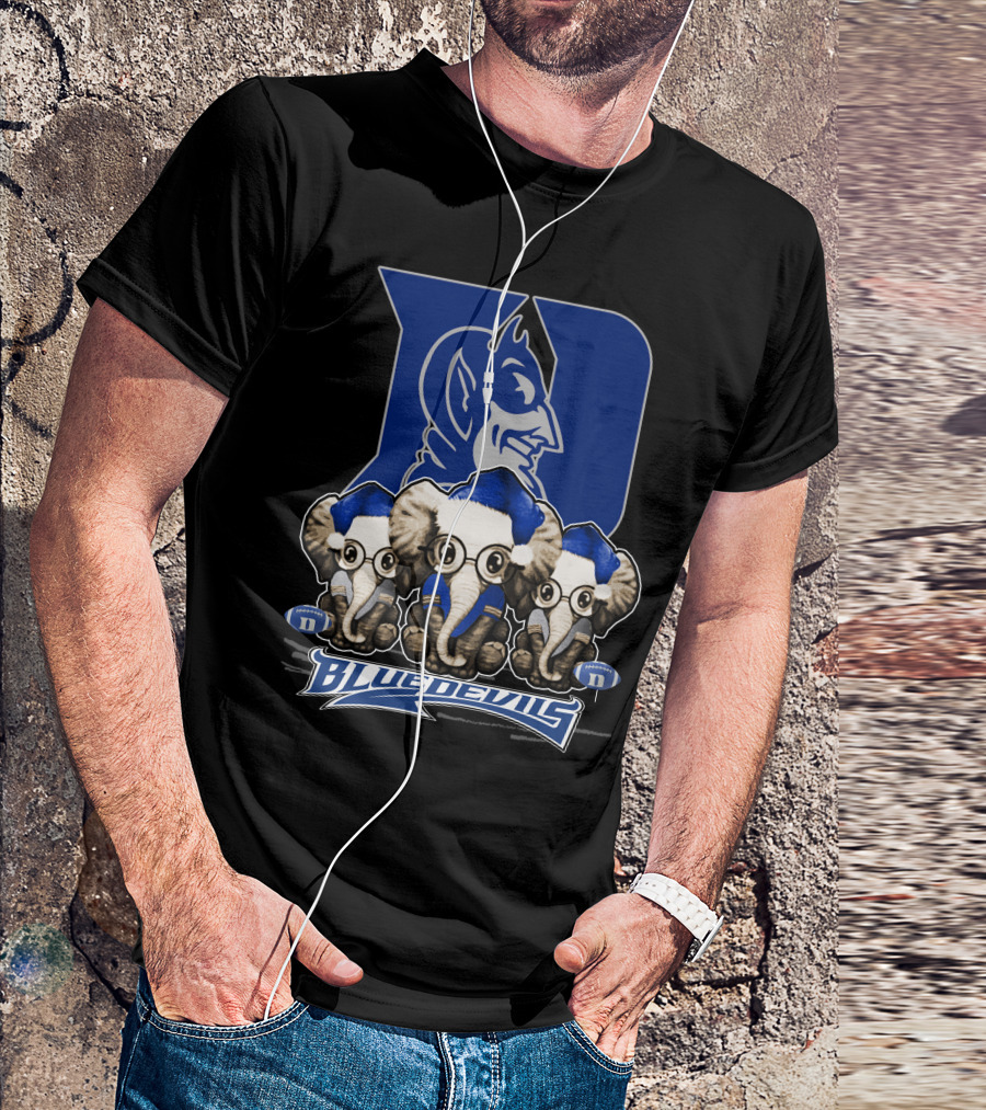 Elephant Xmas Duke Blue Devils Holiday Trio T-Shirt