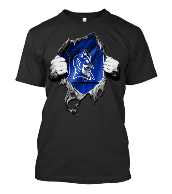 Torn Duke Blue Devils Logo Rip Open With Hands T-Shirt