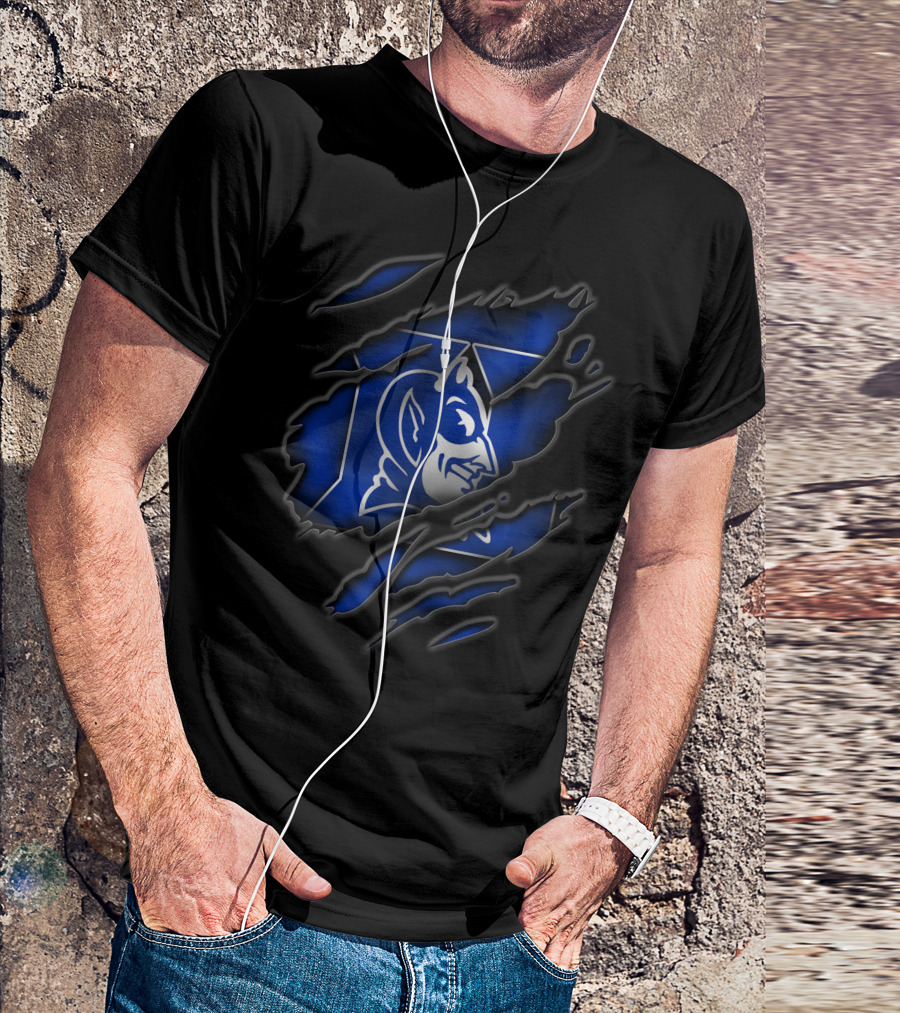 Torn Duke Blue Devils Logo Claw Marks T-Shirt