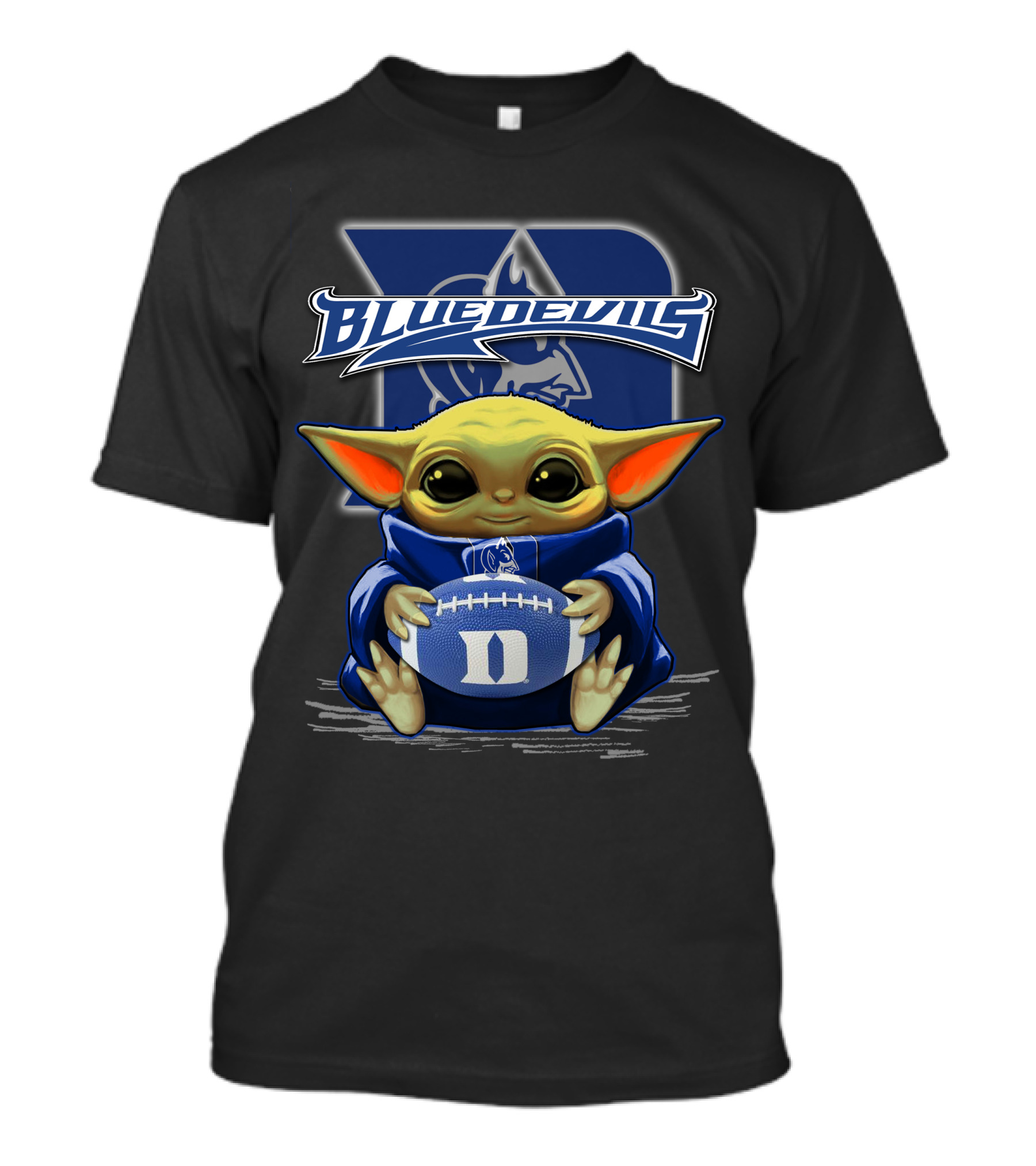 Yoda Holding Football Duke Blue Devils T-Shirt