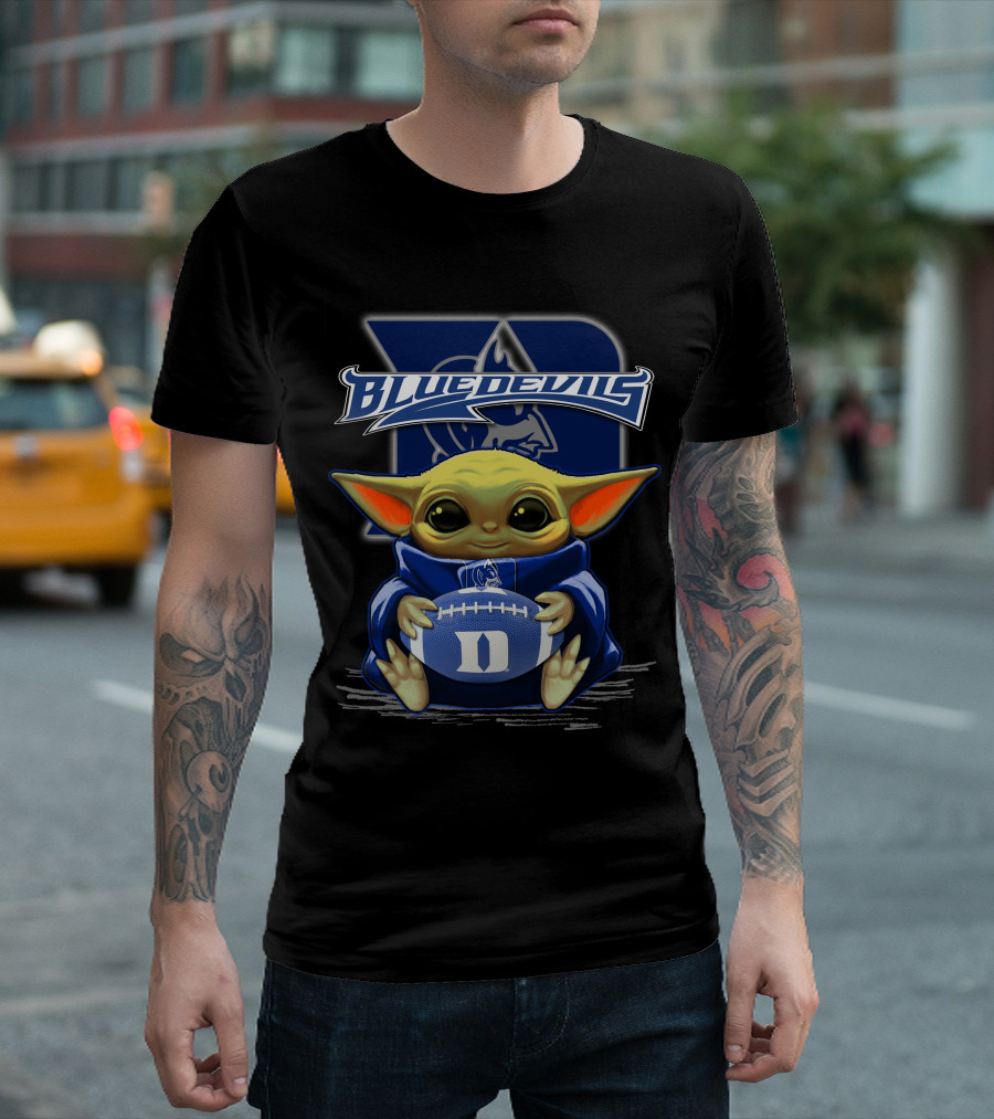 Yoda Holding Football Duke Blue Devils T-Shirt