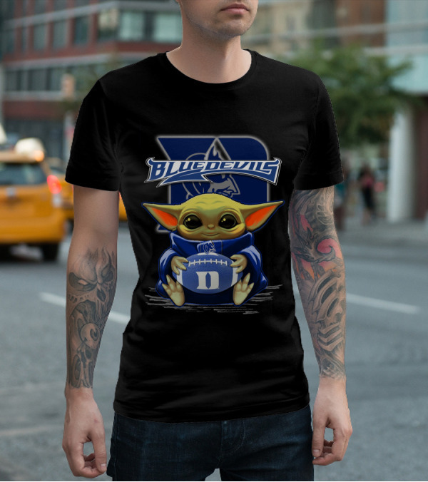 Yoda Holding Football Duke Blue Devils T-Shirt