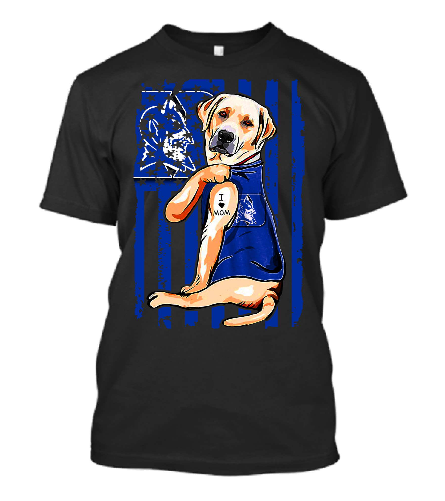 Labrador Retriever Duke Blue Devils I Love Mom T-Shirt