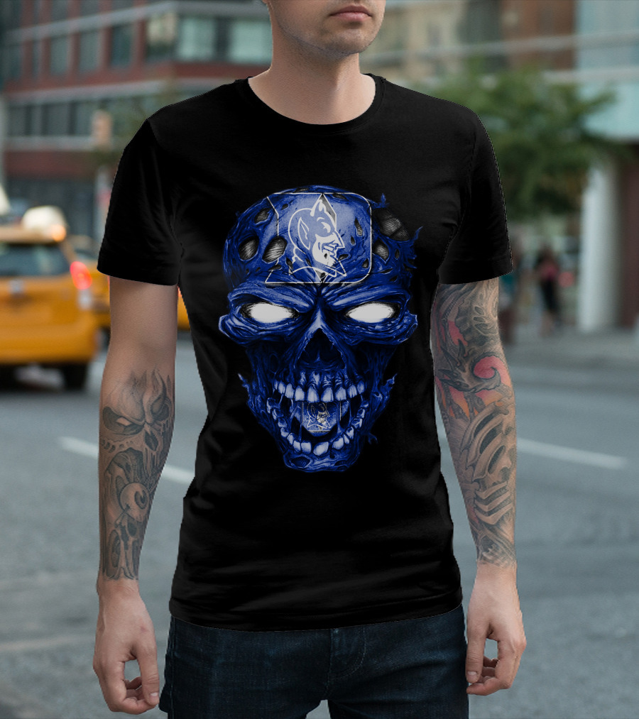 Skull Duke Blue Devils Iconic Logo Fusion T-Shirt