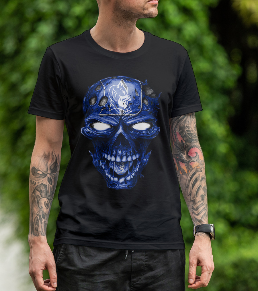 Skull Duke Blue Devils Iconic Logo Fusion T-Shirt