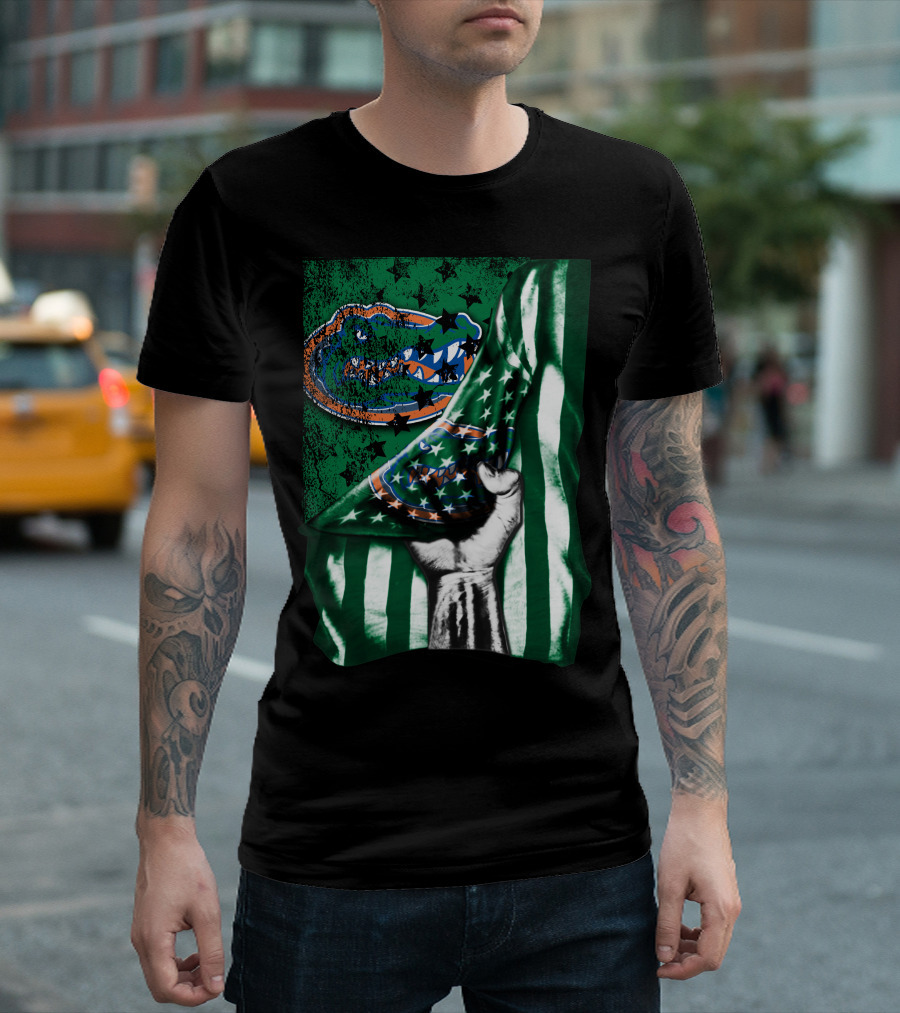 Flag Florida Gators Hand Holding Striped Stars T-Shirt