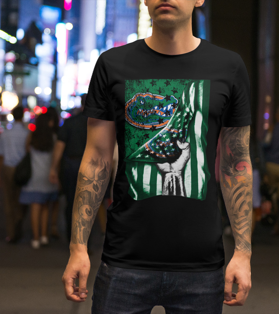 Flag Florida Gators Hand Holding Striped Stars T-Shirt