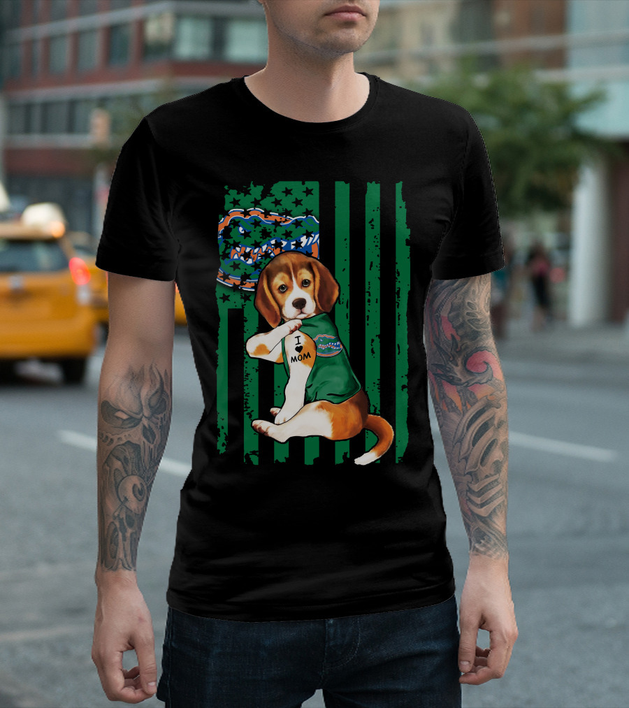 Beagle I Love Mom Florida Gators Flag T-Shirt