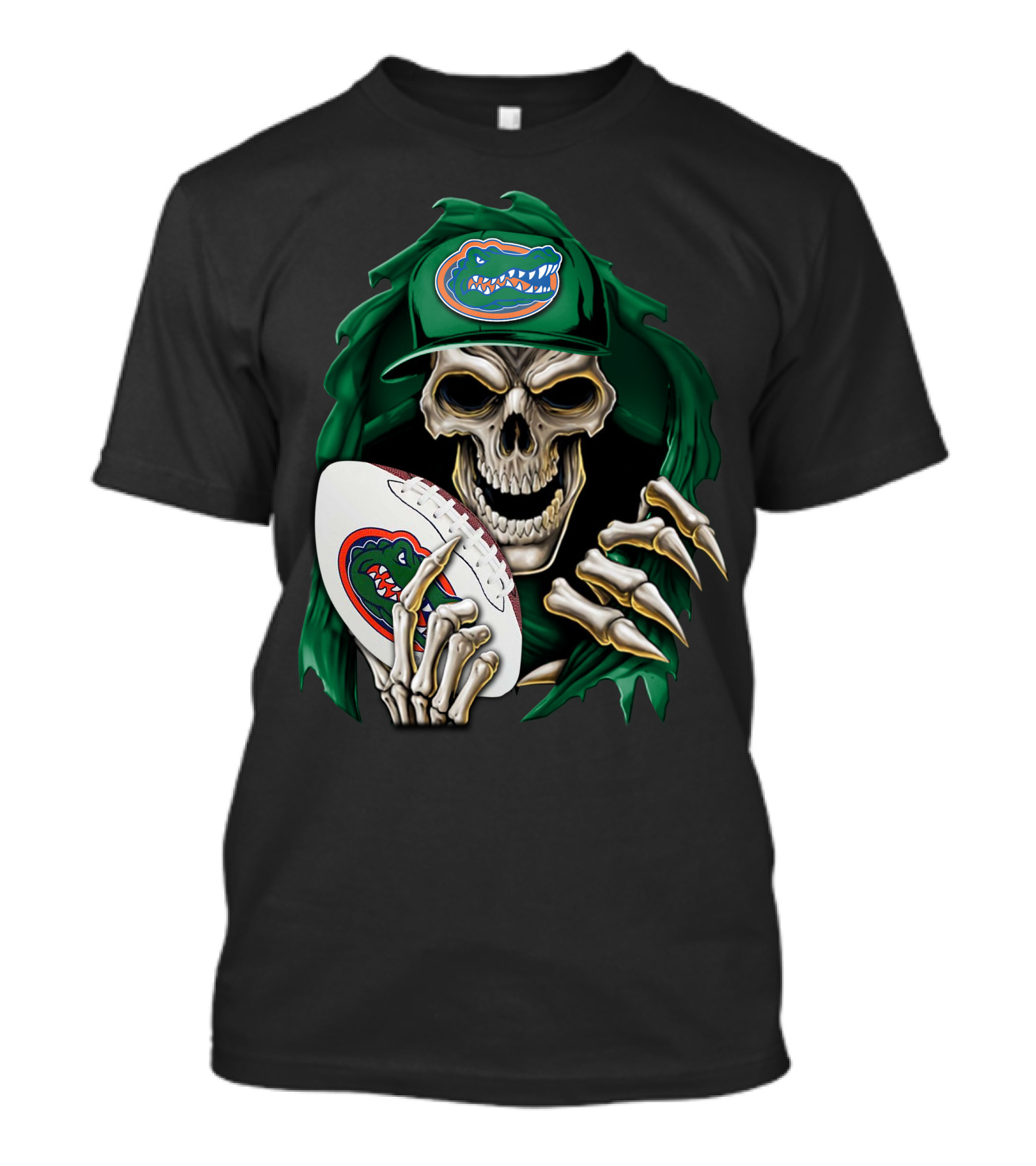 Skullbong Florida Gators Skeleton With Football And Logo T-Shirt