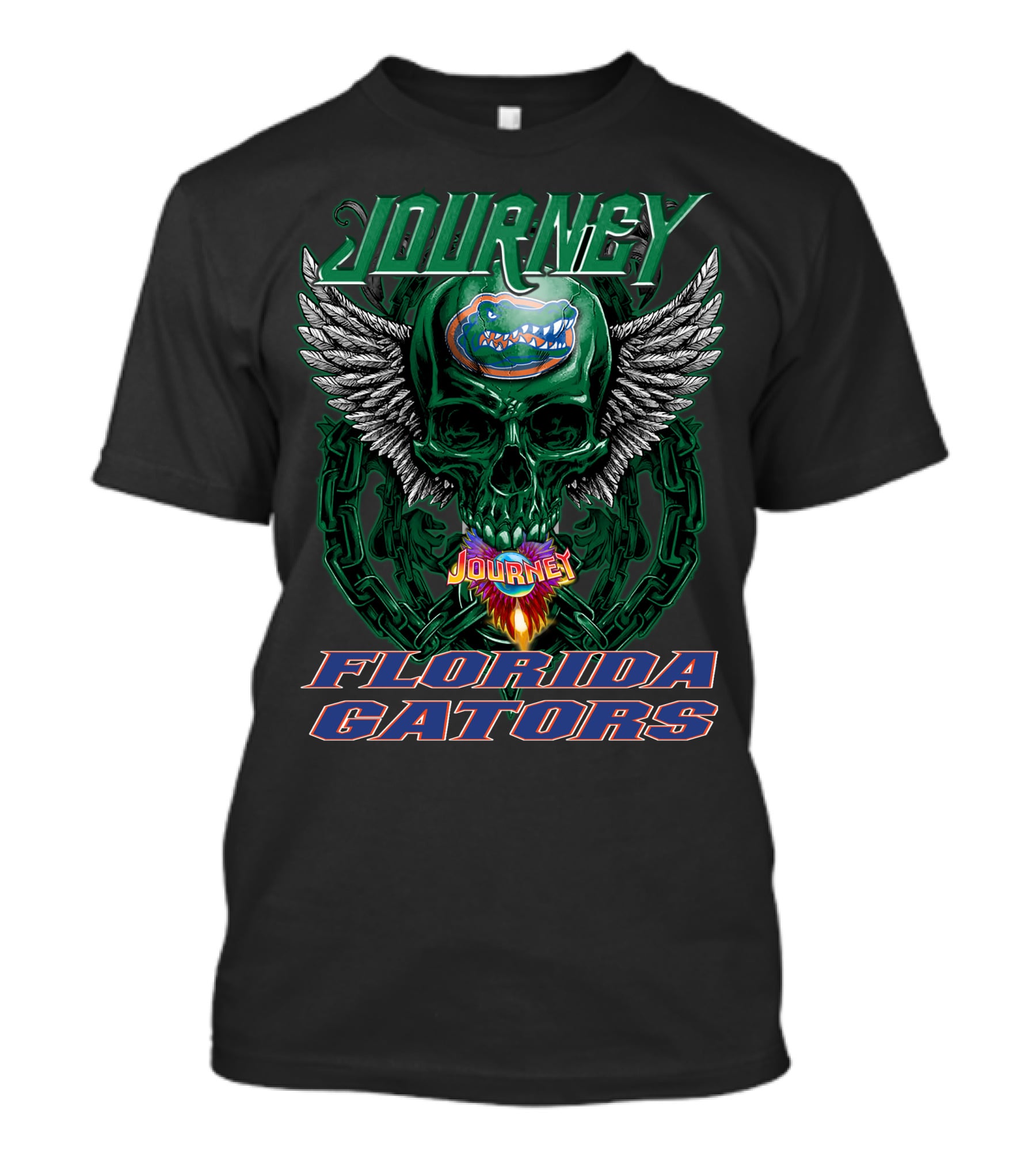 Journey Florida Gators Skull Wings Logo Chain Flame T-Shirt