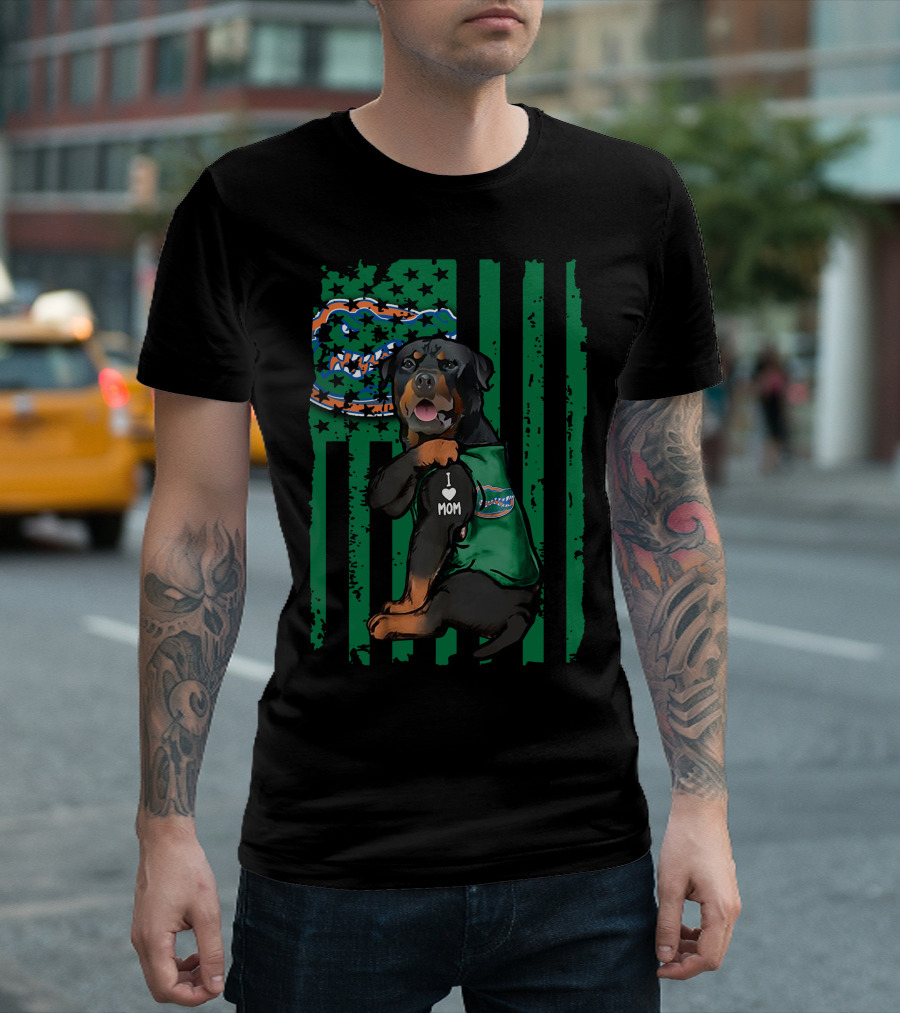 Rottweiler I Love Mom Florida Gators Fan Flag T-Shirt