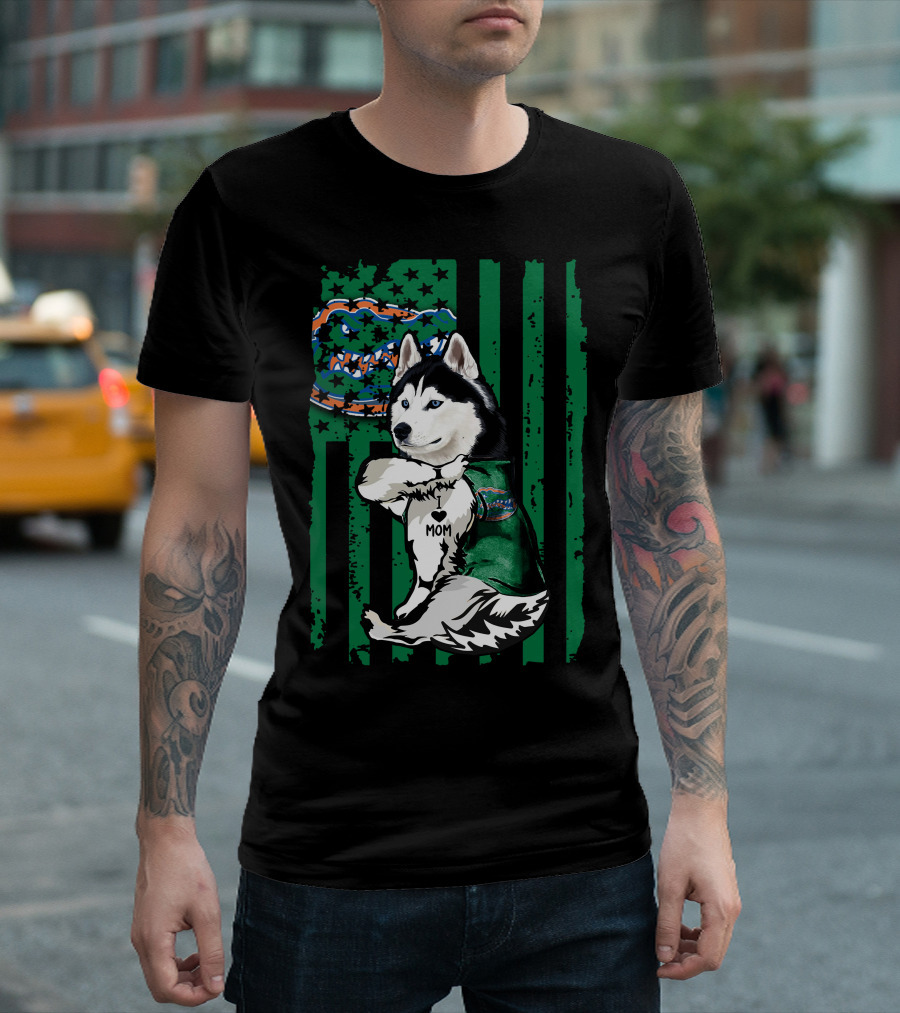 Siberian Husky Love Mom Florida Gators Flag T-Shirt