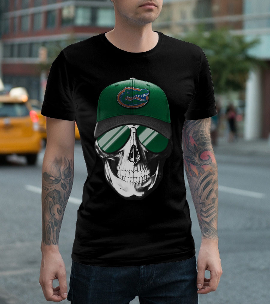 Florida Gators Skull With Cap And Sunglasses T-Shirt