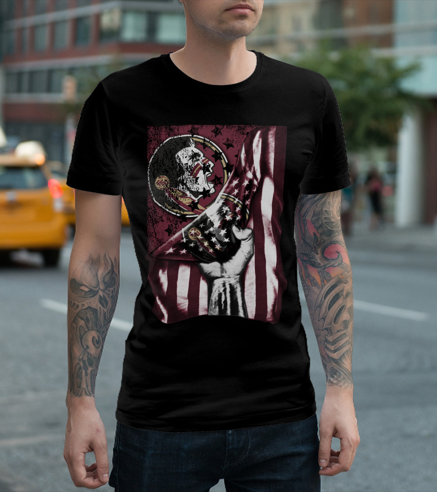 Florida State Seminoles Flag Emblem with Fist T-Shirt