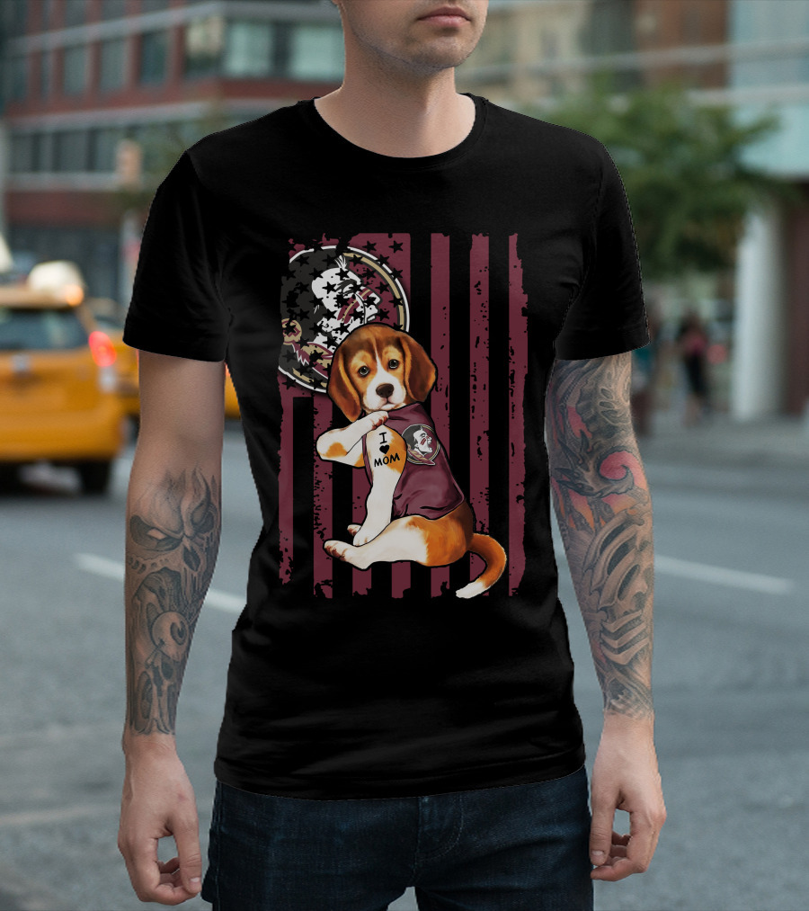 Beagle I Love Mom Florida State Seminoles T-Shirt