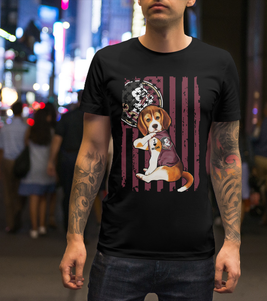 Beagle I Love Mom Florida State Seminoles T-Shirt
