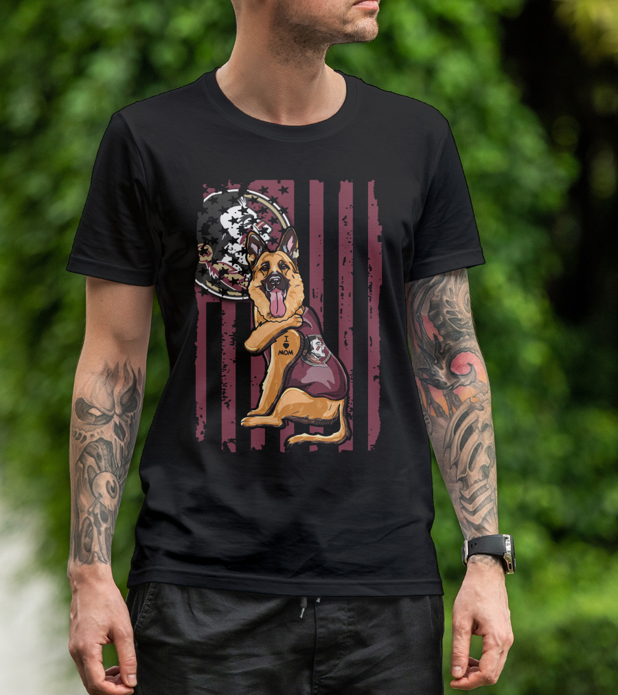 German Shepherd Florida State Seminoles I Love Mom T-Shirt